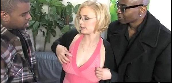  Blonde with specs and 2 black monstercocks